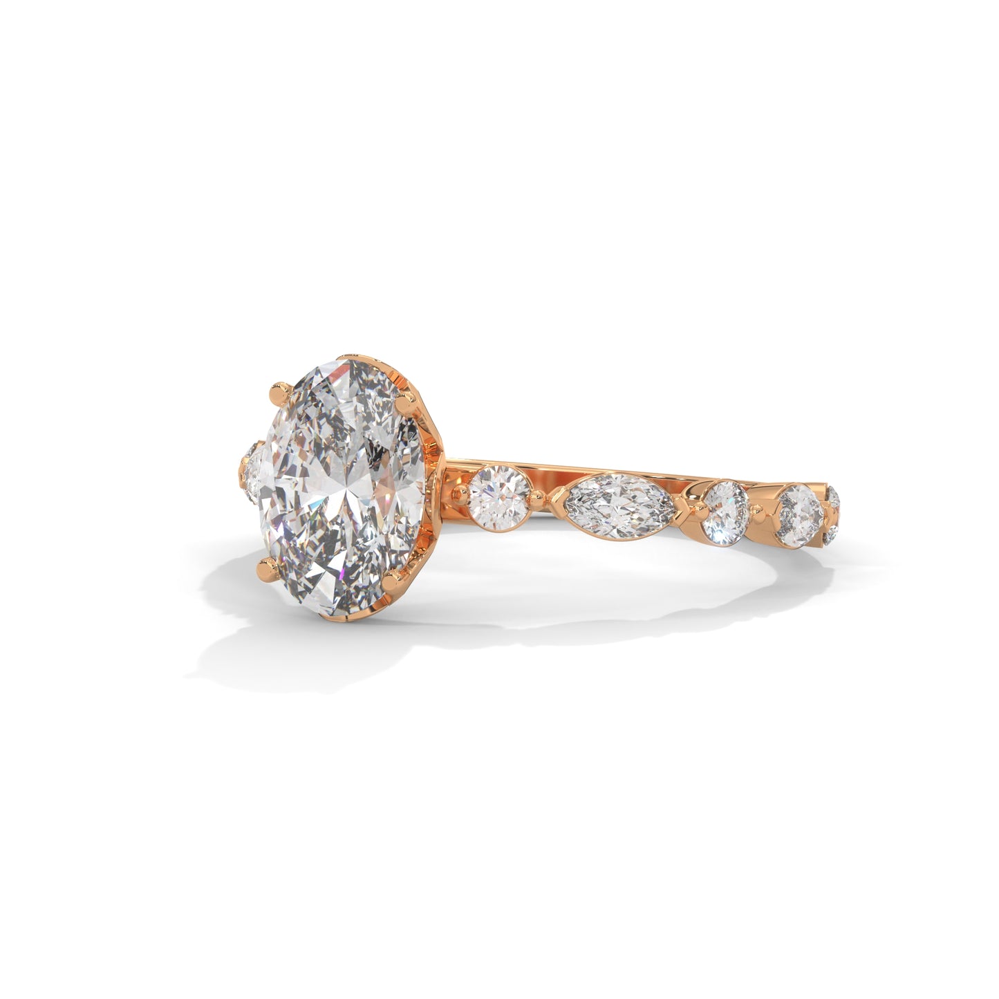 Opulent Oval Side Stone Ring