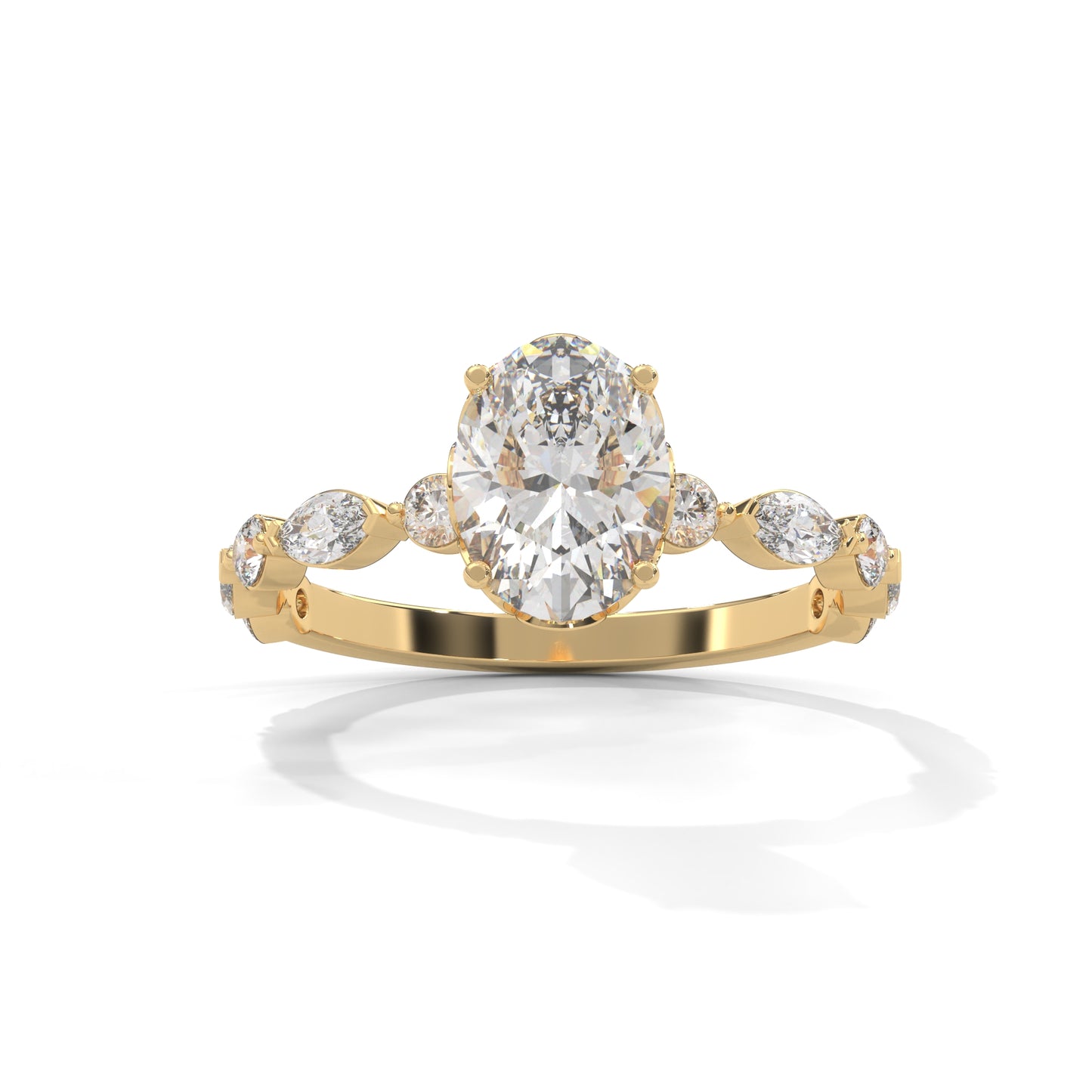 Opulent Oval Side Stone Ring