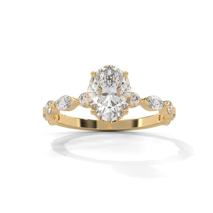Opulent Oval Side Stone Ring