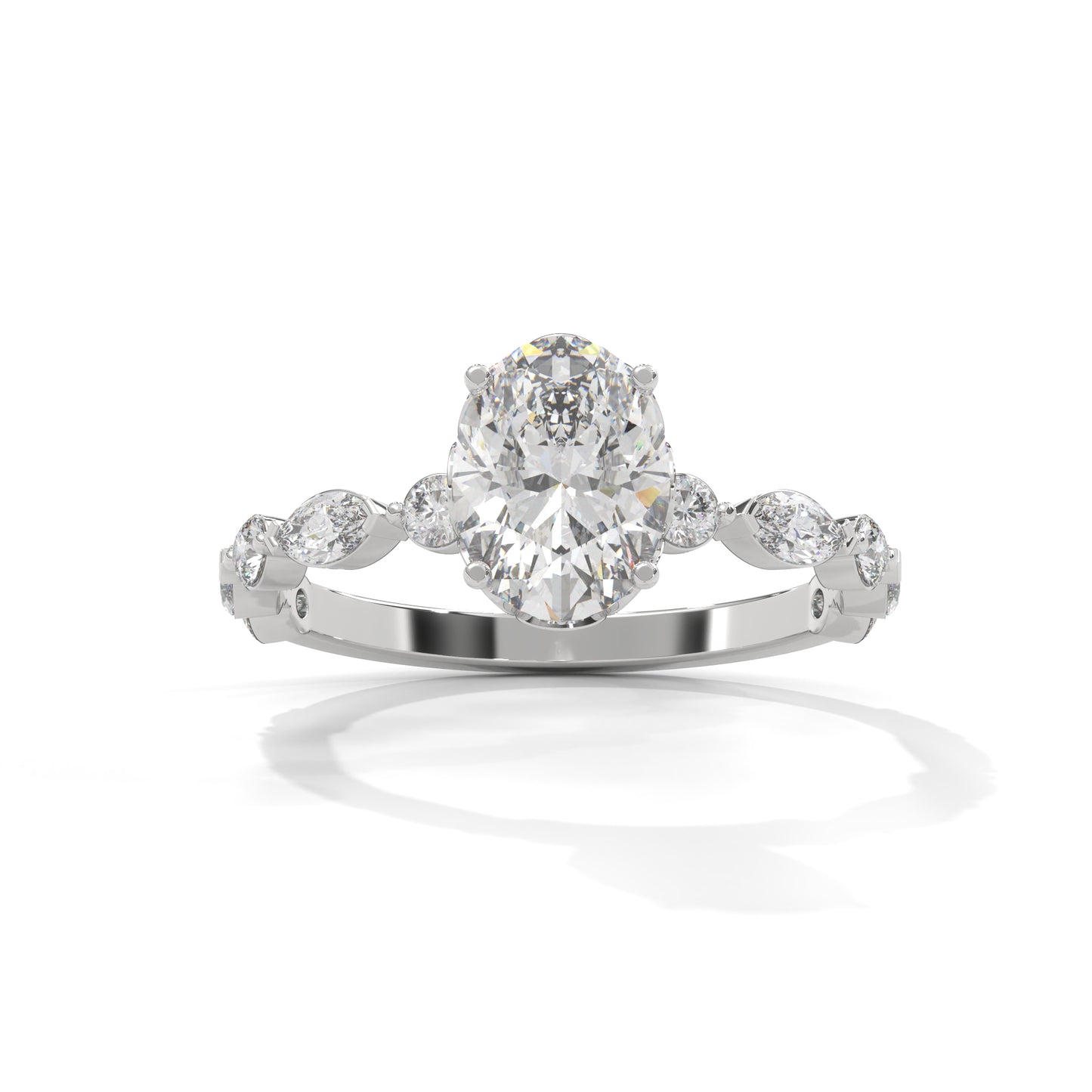 Opulent Oval Side Stone Ring
