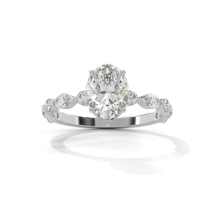 Opulent Oval Side Stone Ring