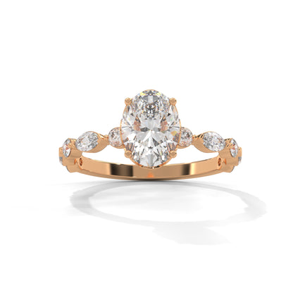 Opulent Oval Side Stone Ring