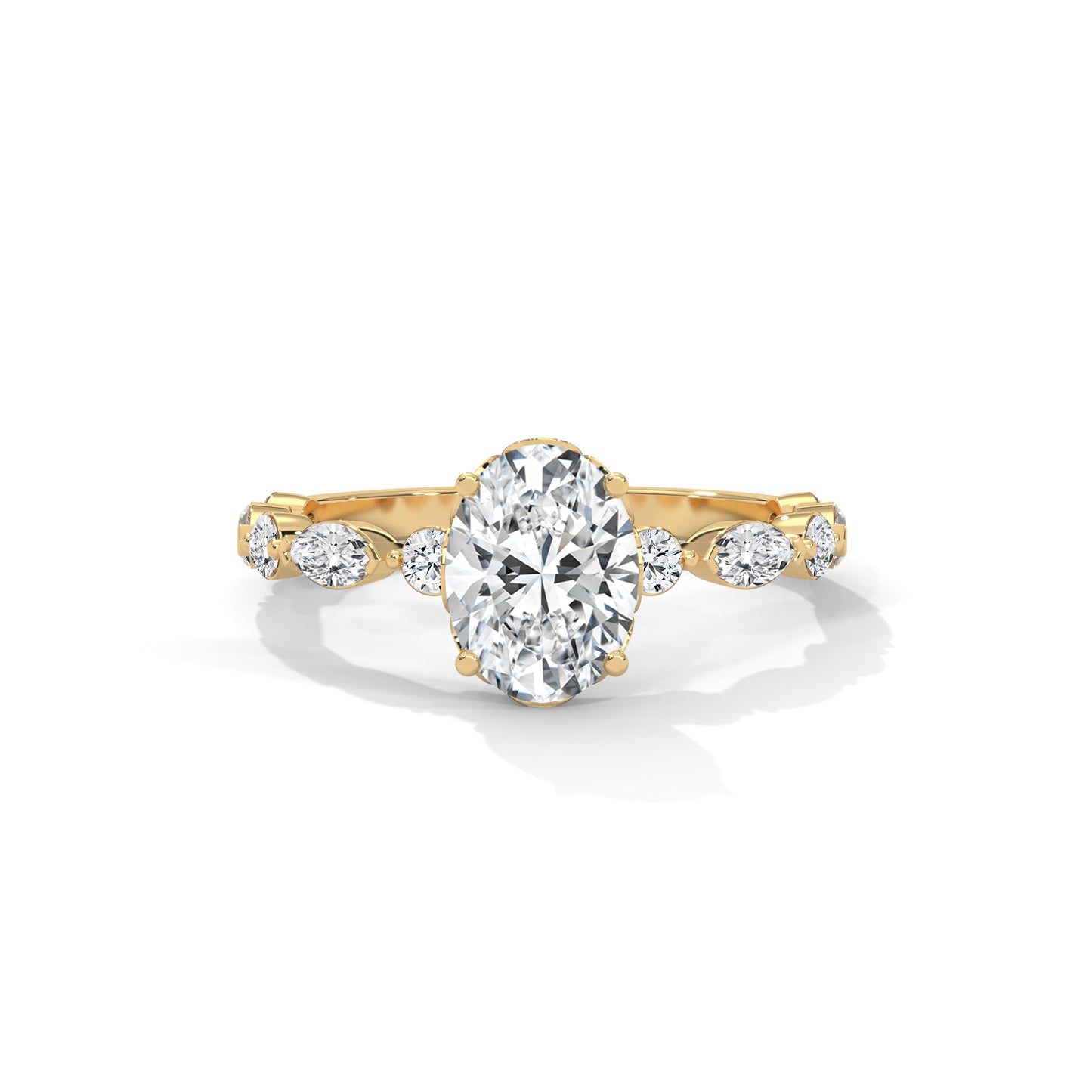 Opulent Oval Side Stone Ring