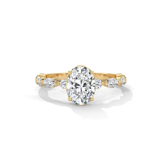 Opulent Oval Side Stone Ring