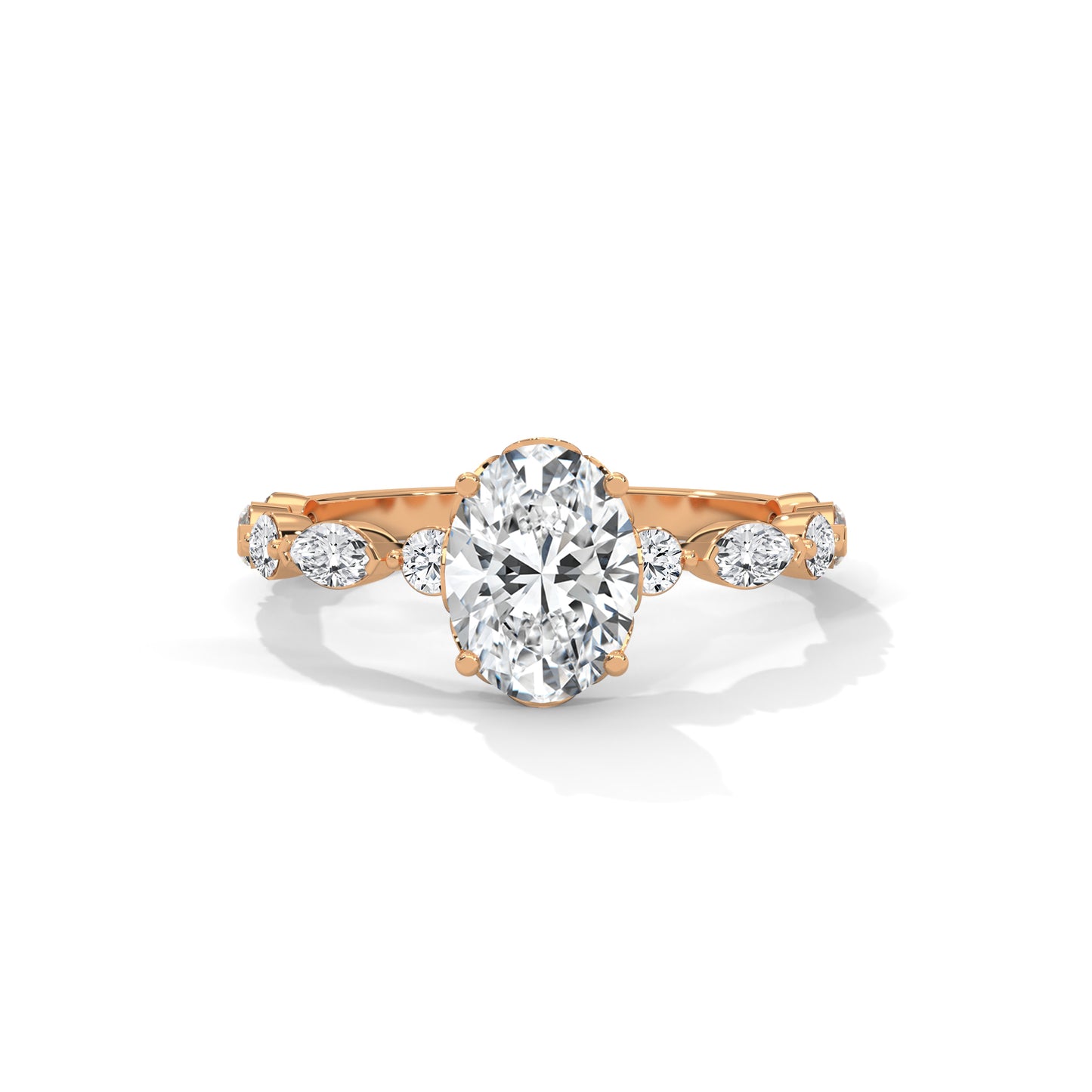 Opulent Oval Side Stone Ring
