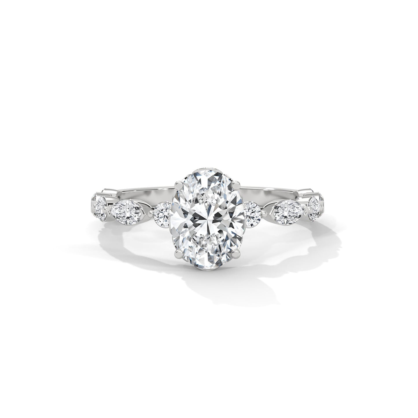Opulent Oval Side Stone Ring