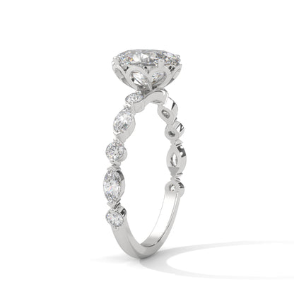 Opulent Oval Side Stone Ring