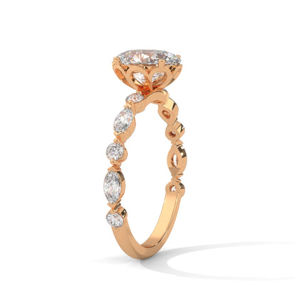 Opulent Oval Side Stone Ring