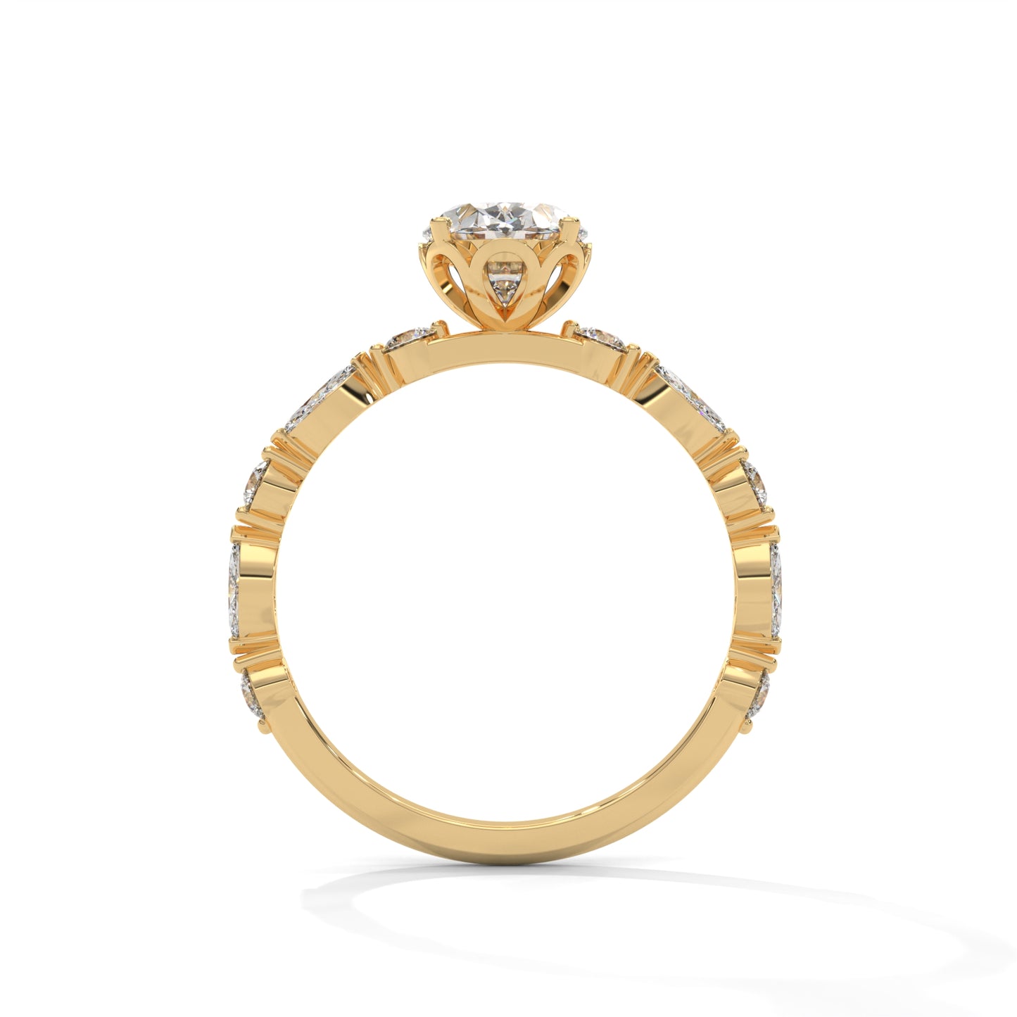 Opulent Oval Side Stone Ring
