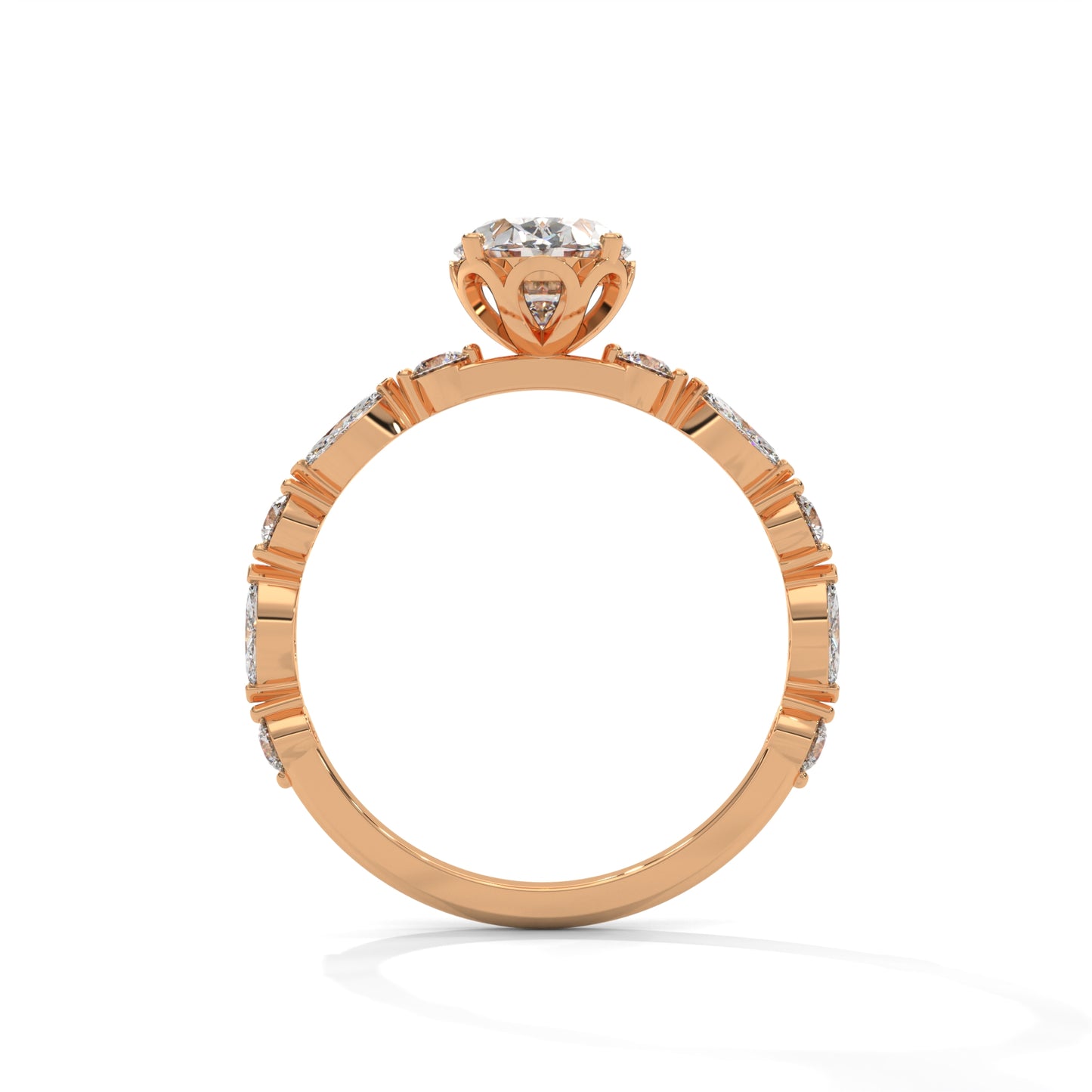 Opulent Oval Side Stone Ring