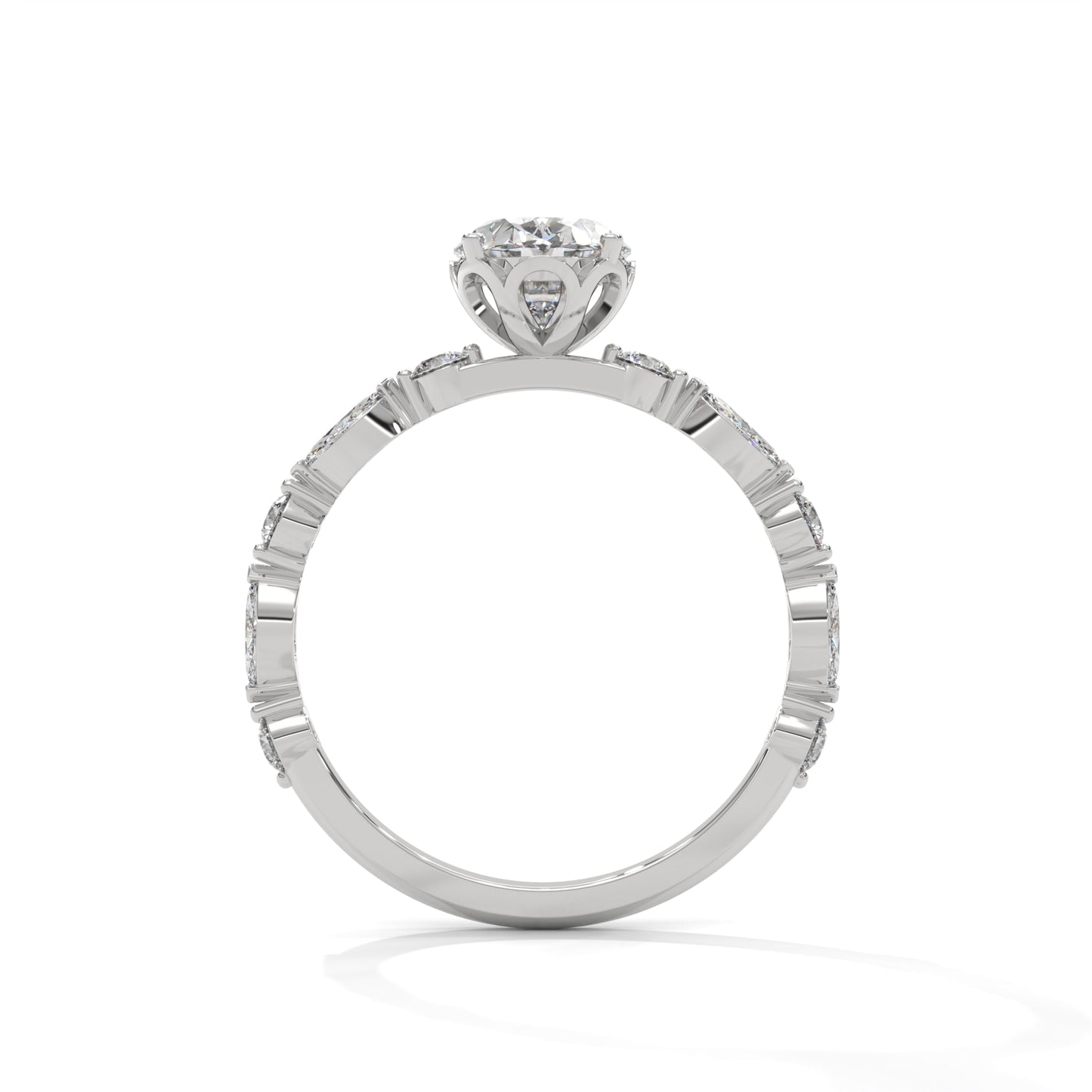 Opulent Oval Side Stone Ring