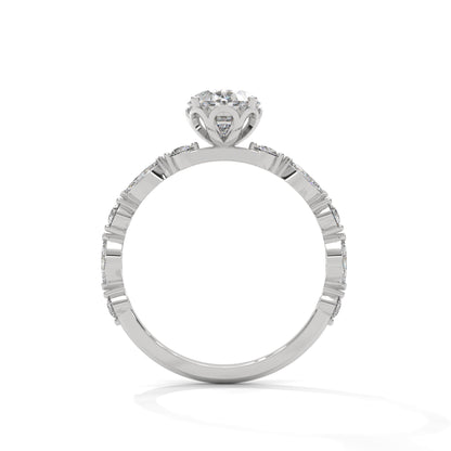 Opulent Oval Side Stone Ring