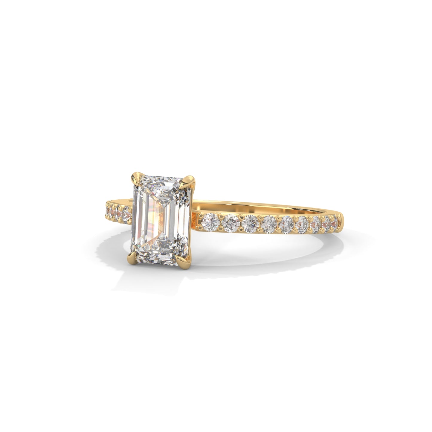 Elegant Emerald Side Stone Ring
