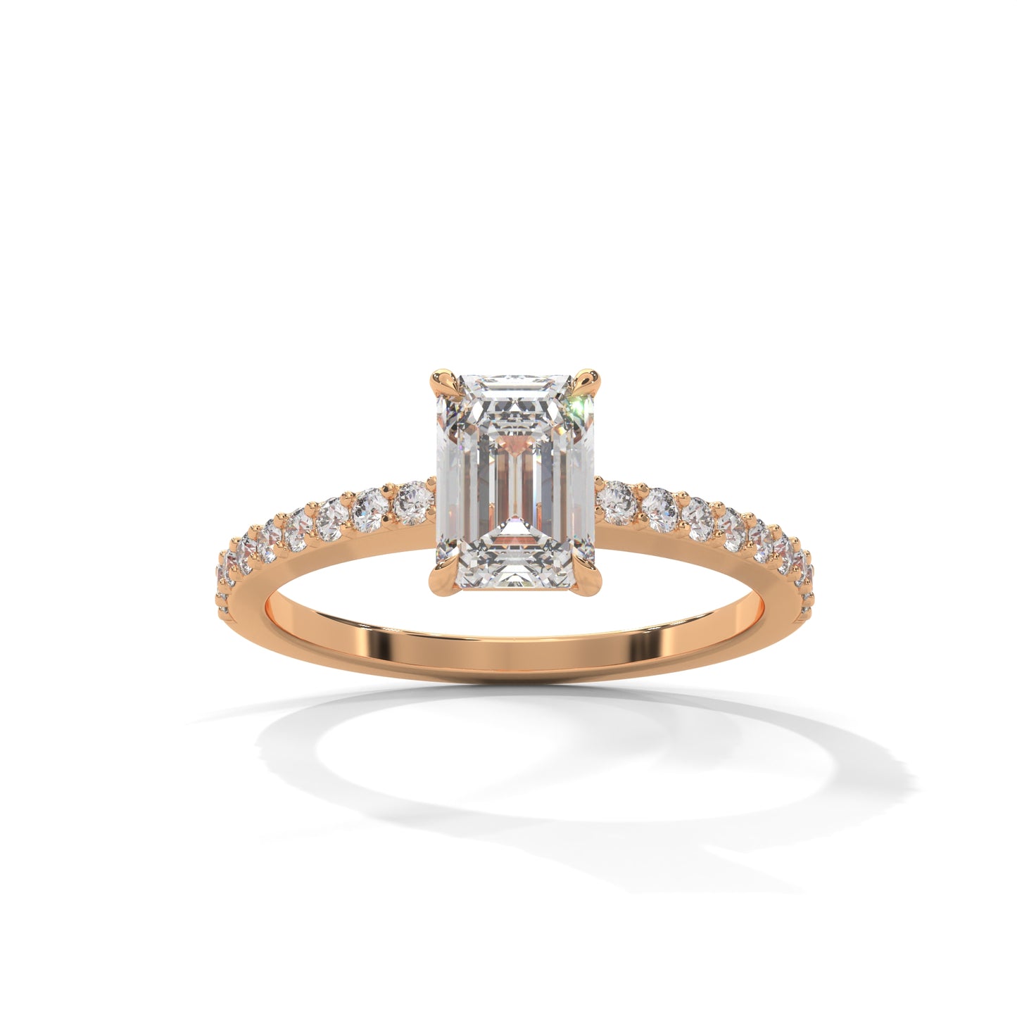 Elegant Emerald Side Stone Ring