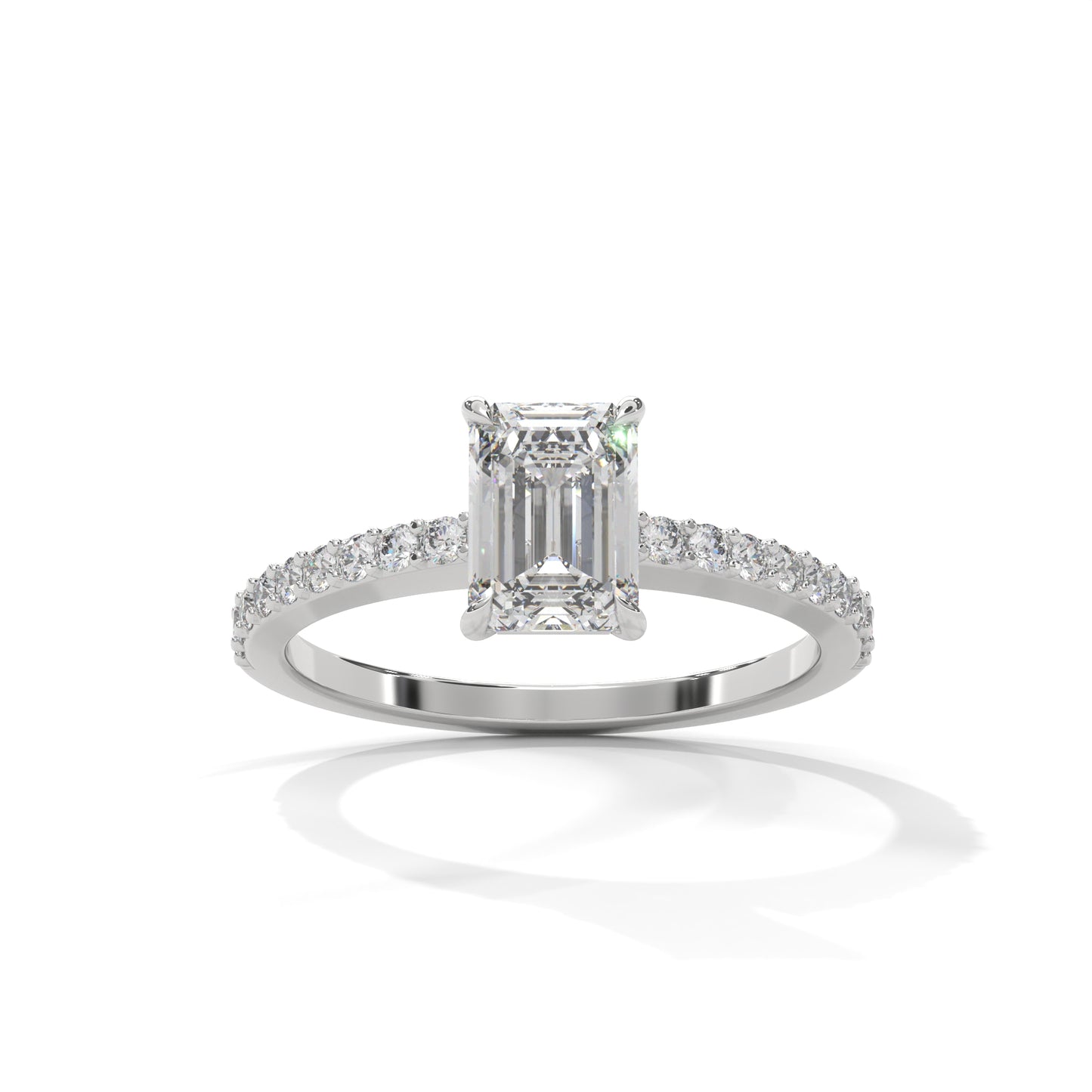 Elegant Emerald Side Stone Ring