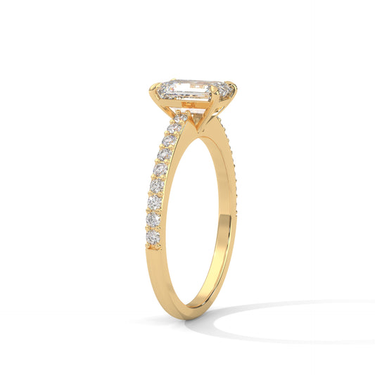 Elegant Emerald Side Stone Ring