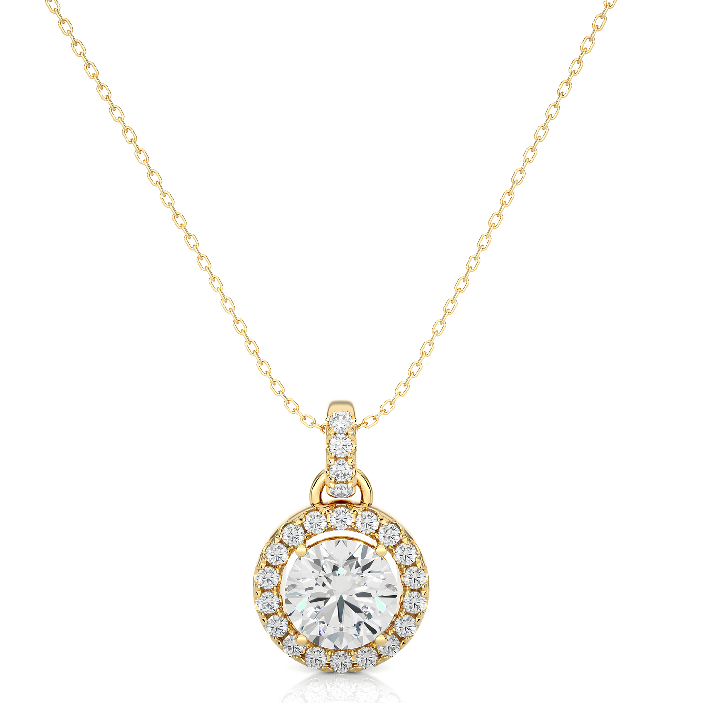 Lunessa Round Pendant With Halo With Chain