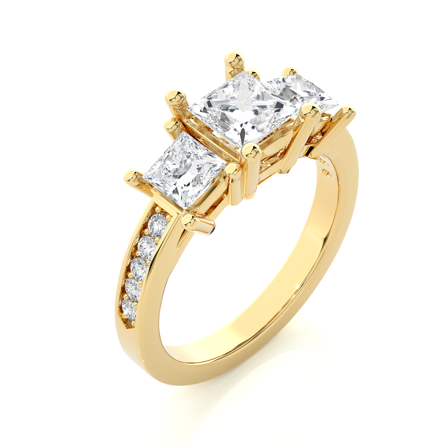 Three Stone Ring With Sides