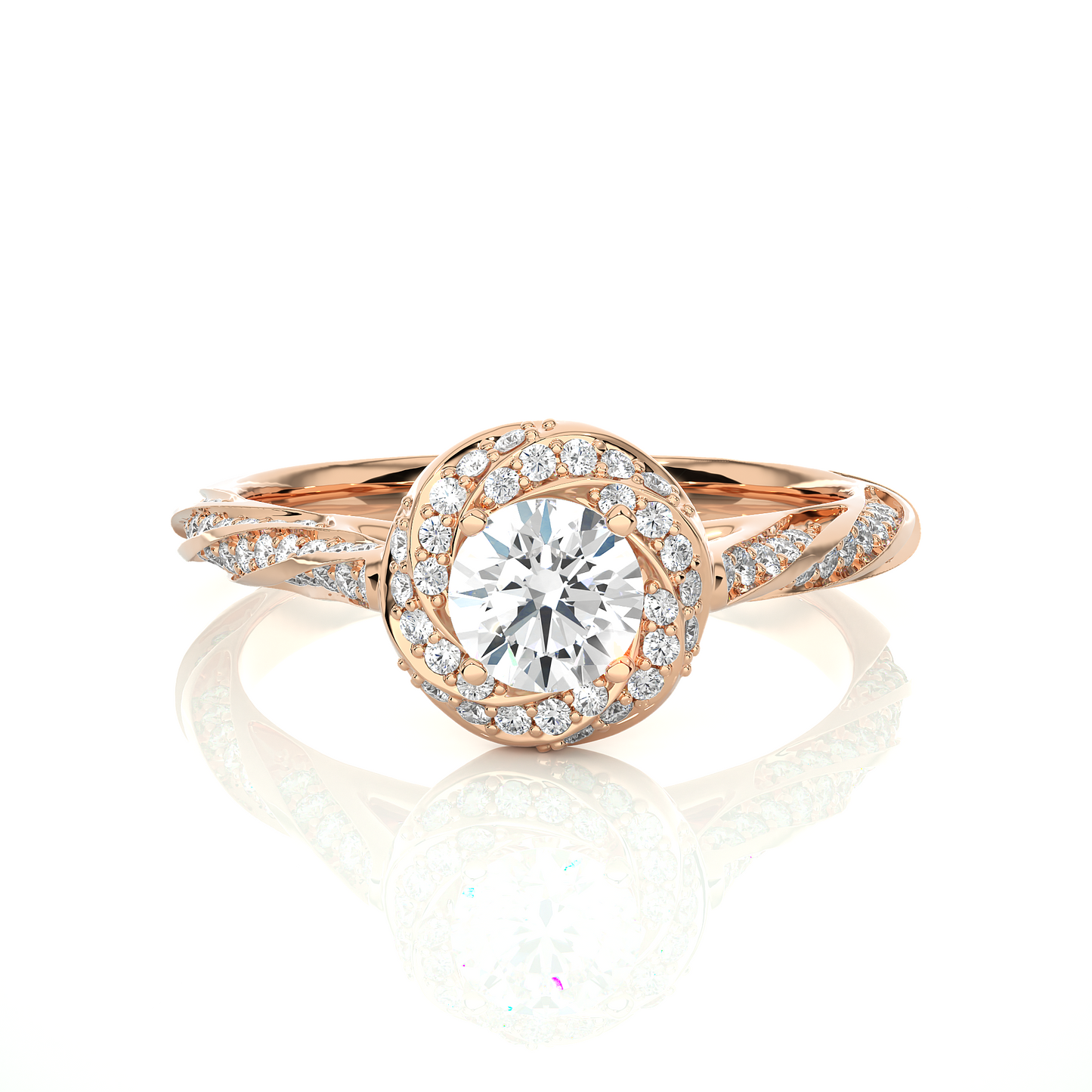 Swirling Solitare Ring