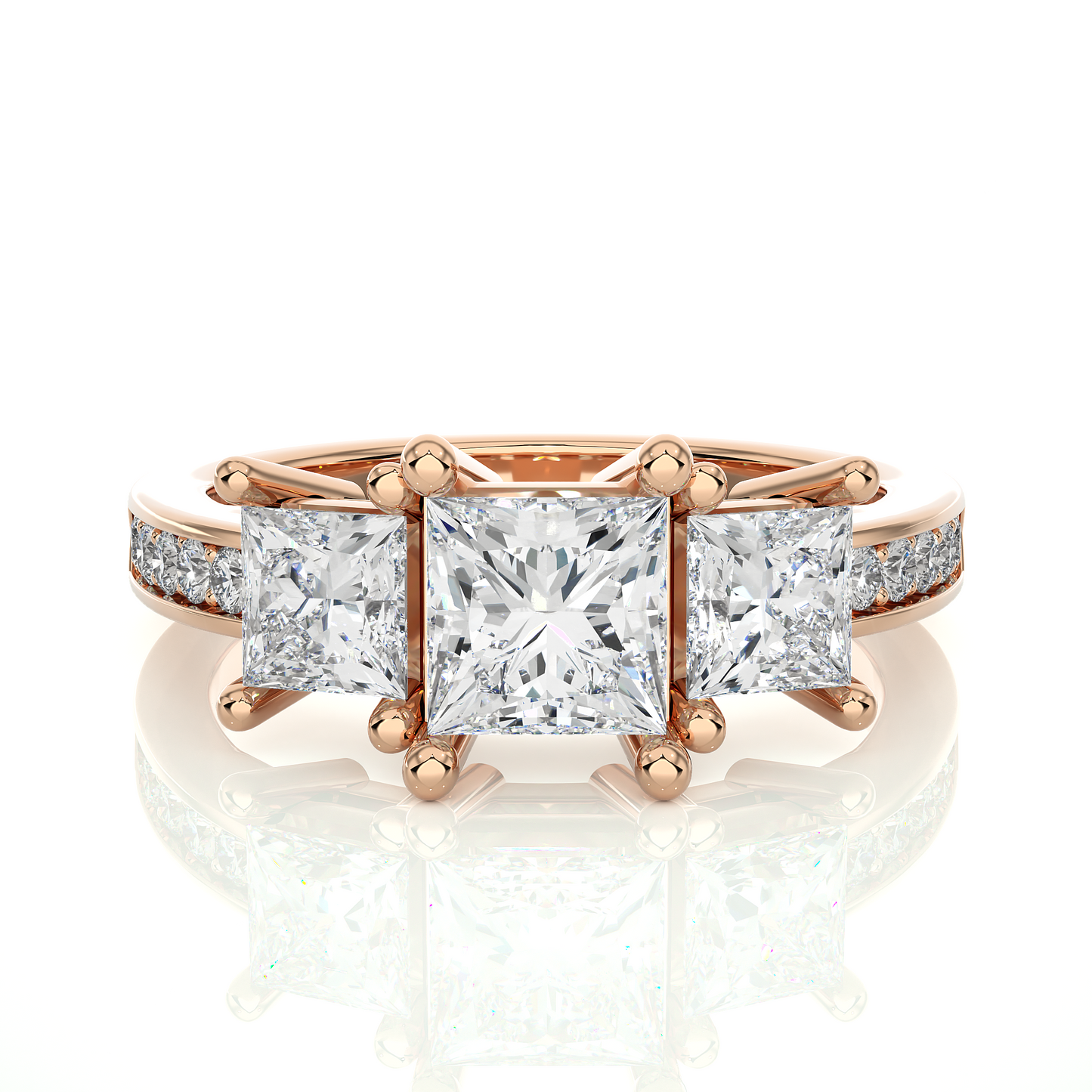 Three Stone Ring With Sides