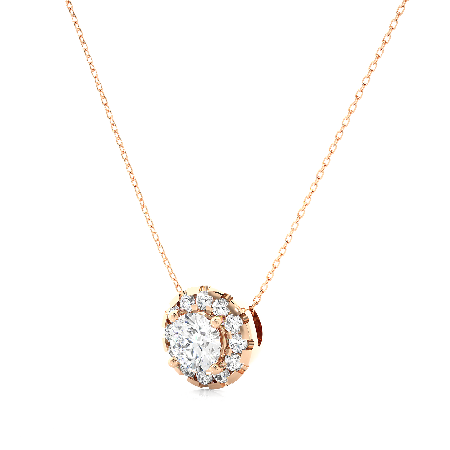 Classic Halo Pendant With Chain
