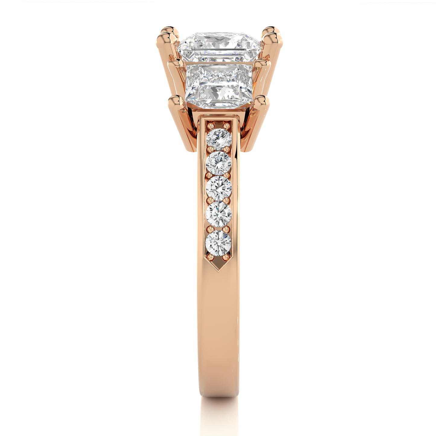 Three Stone Ring With Sides