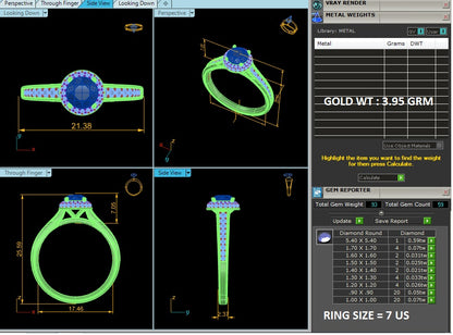 Multi Halo Soitaire Ring