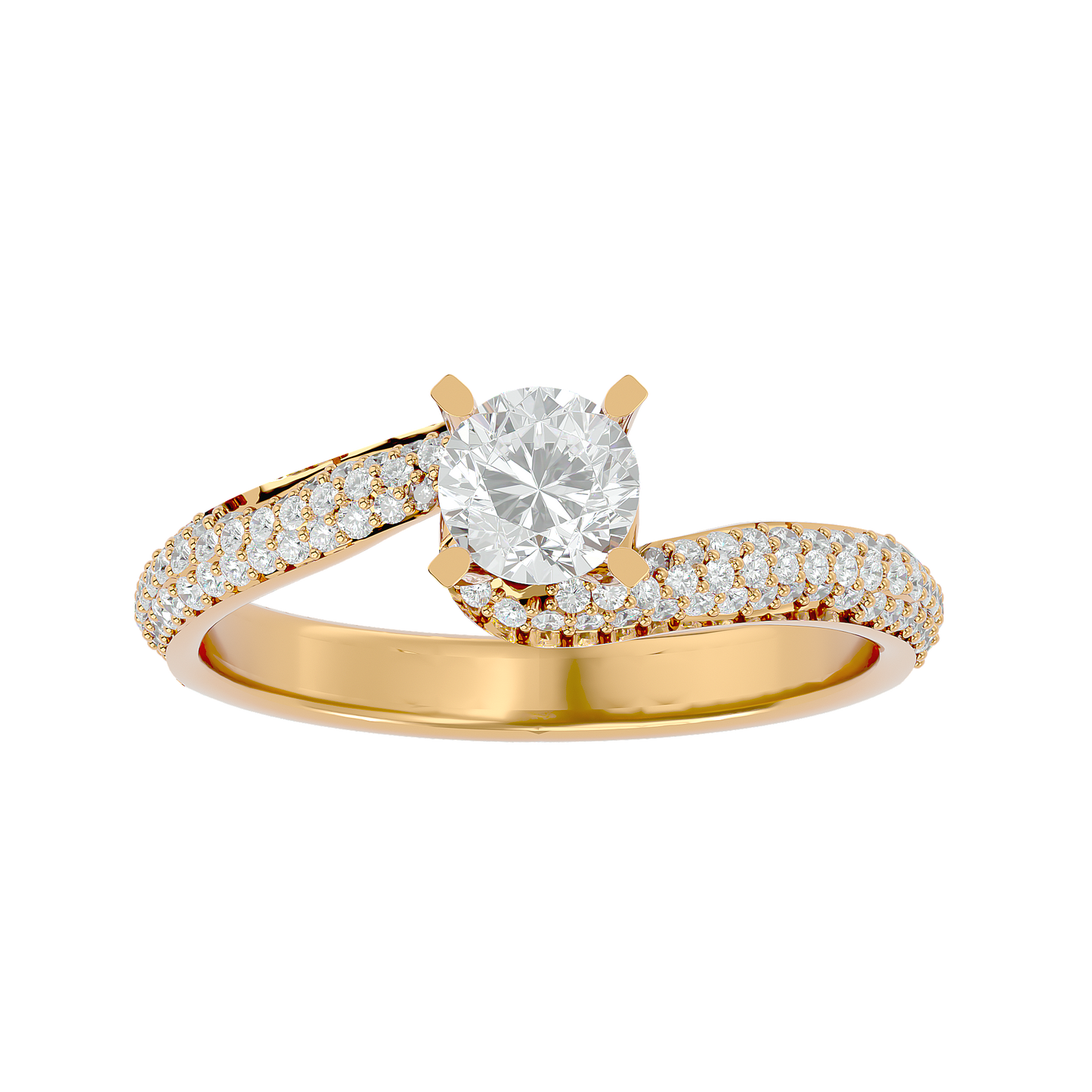 Curly Band Solitaire Ring