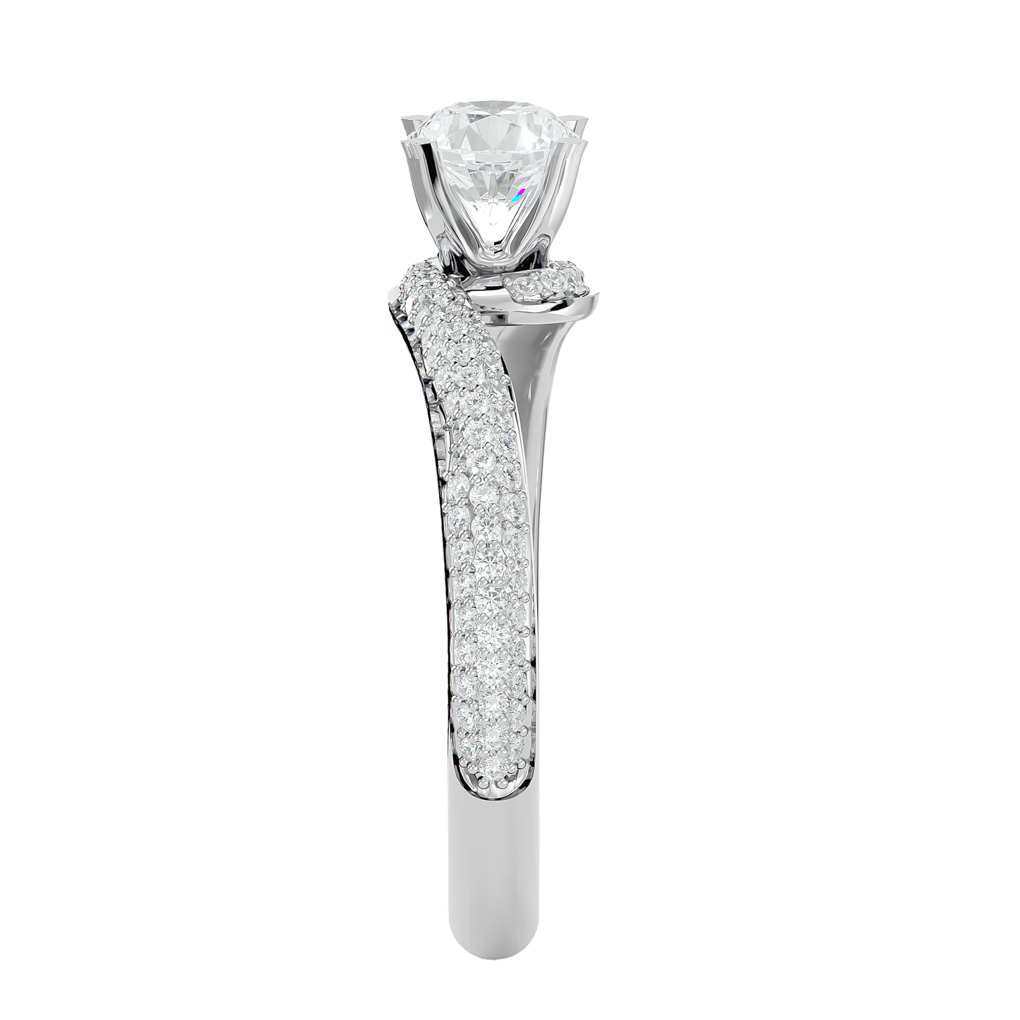 Curly Band Solitaire Ring