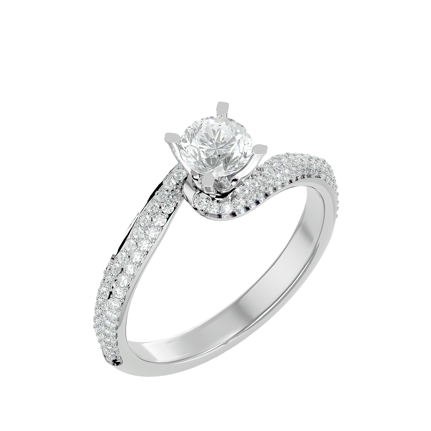 Curly Band Solitaire Ring