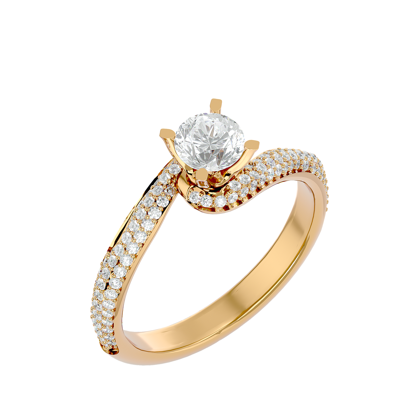 Curly Band Solitaire Ring