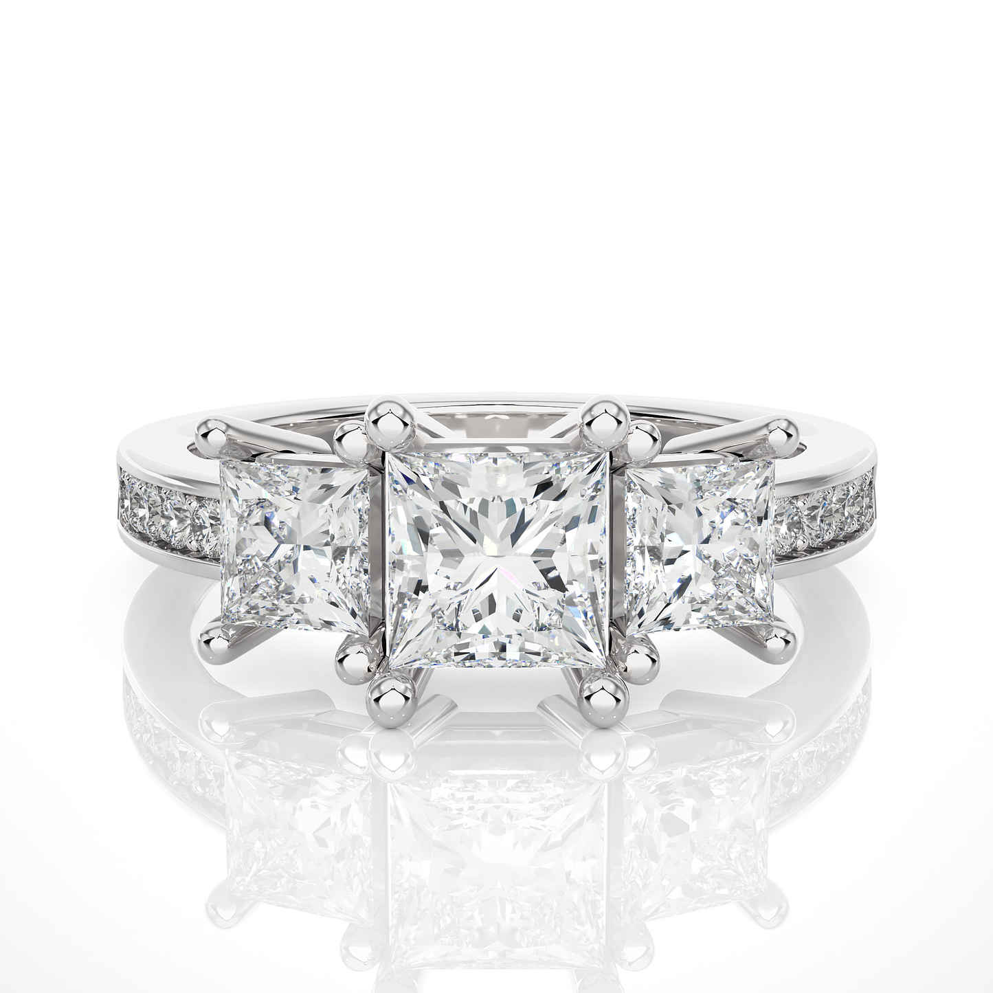 Three Stone Ring With Sides