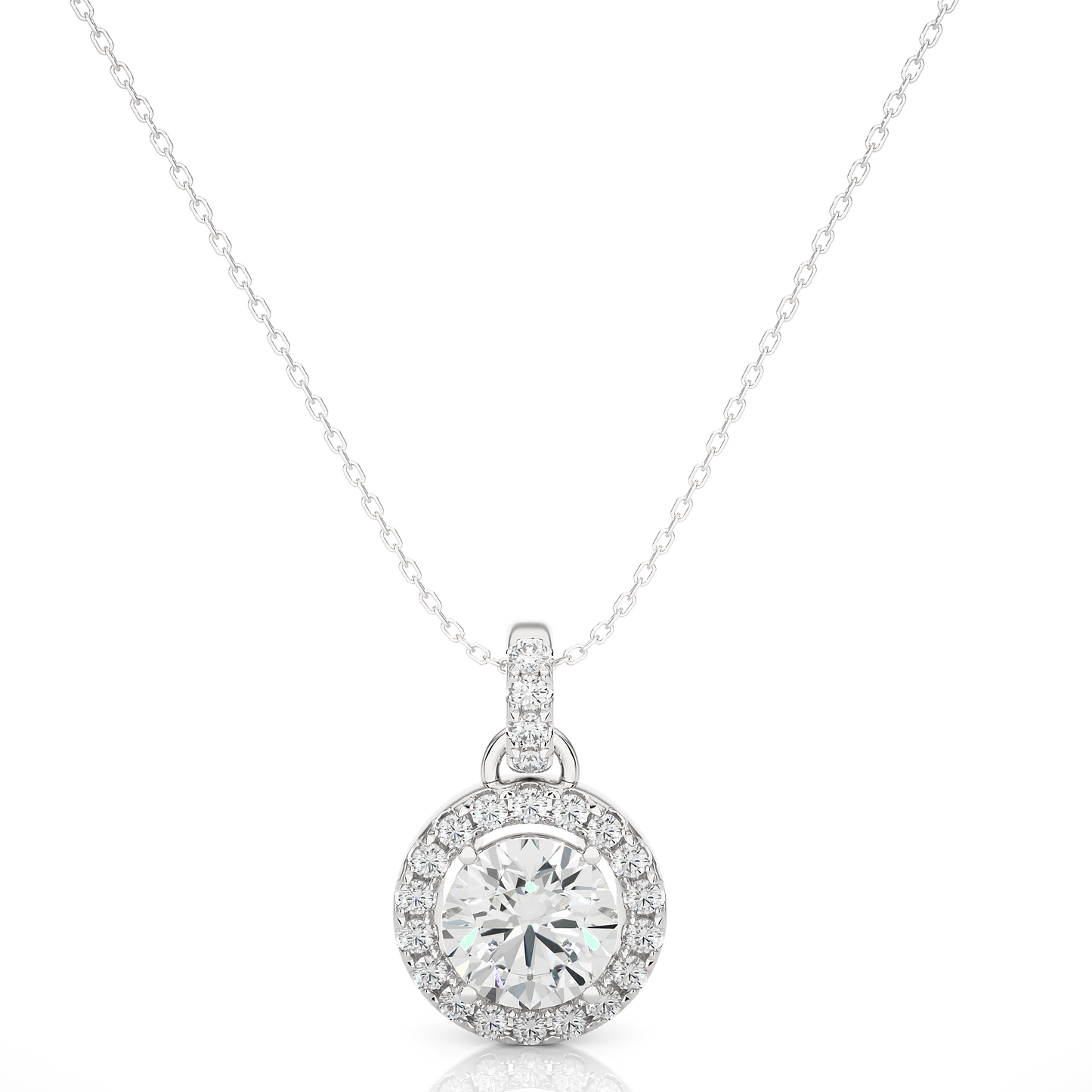 Lunessa Round Pendant With Halo With Chain