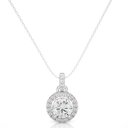 Lunessa Round Pendant With Halo With Chain