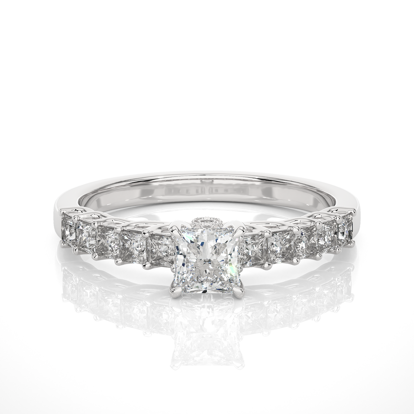 Monarch Princess Side Stone Ring