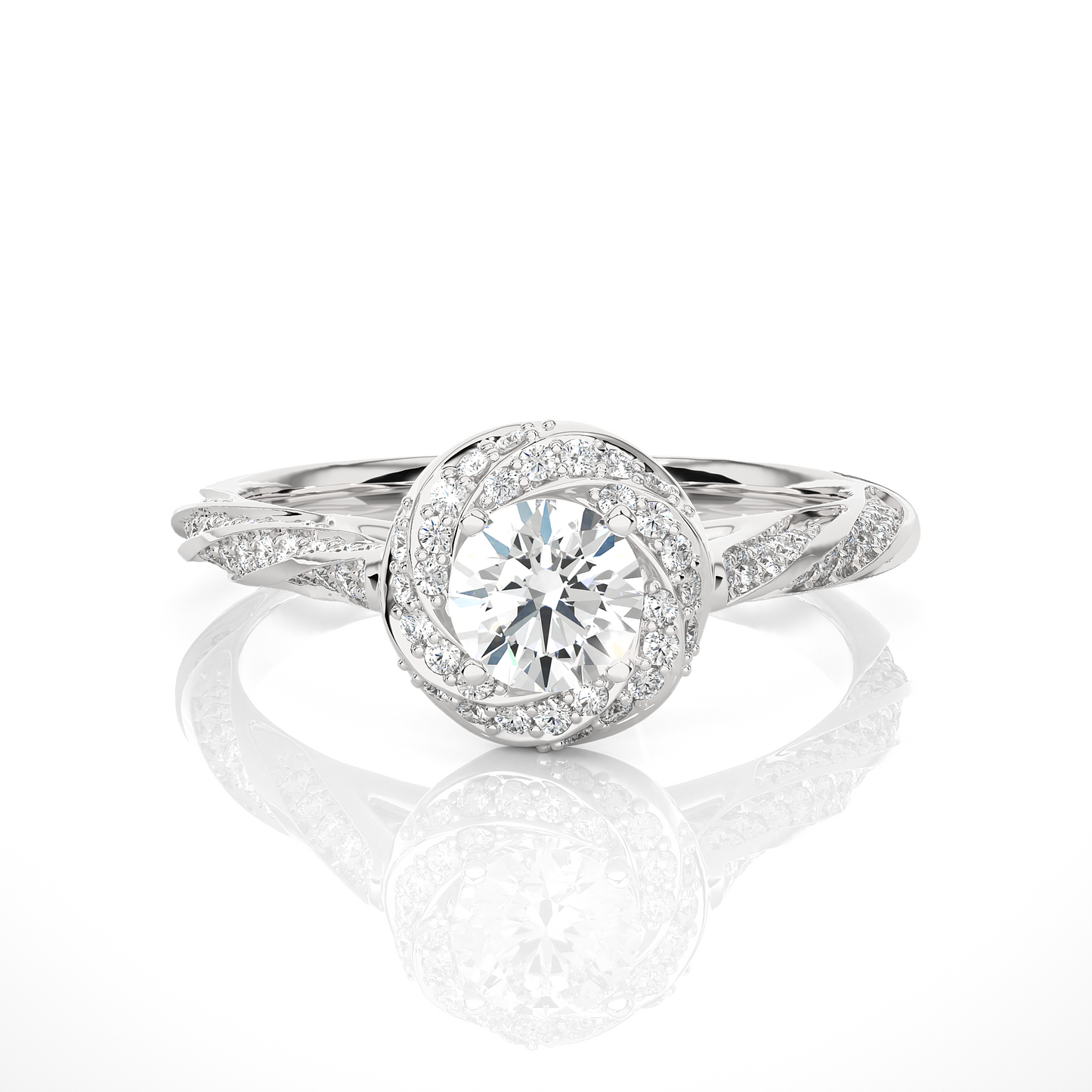 Swirling Solitare Ring