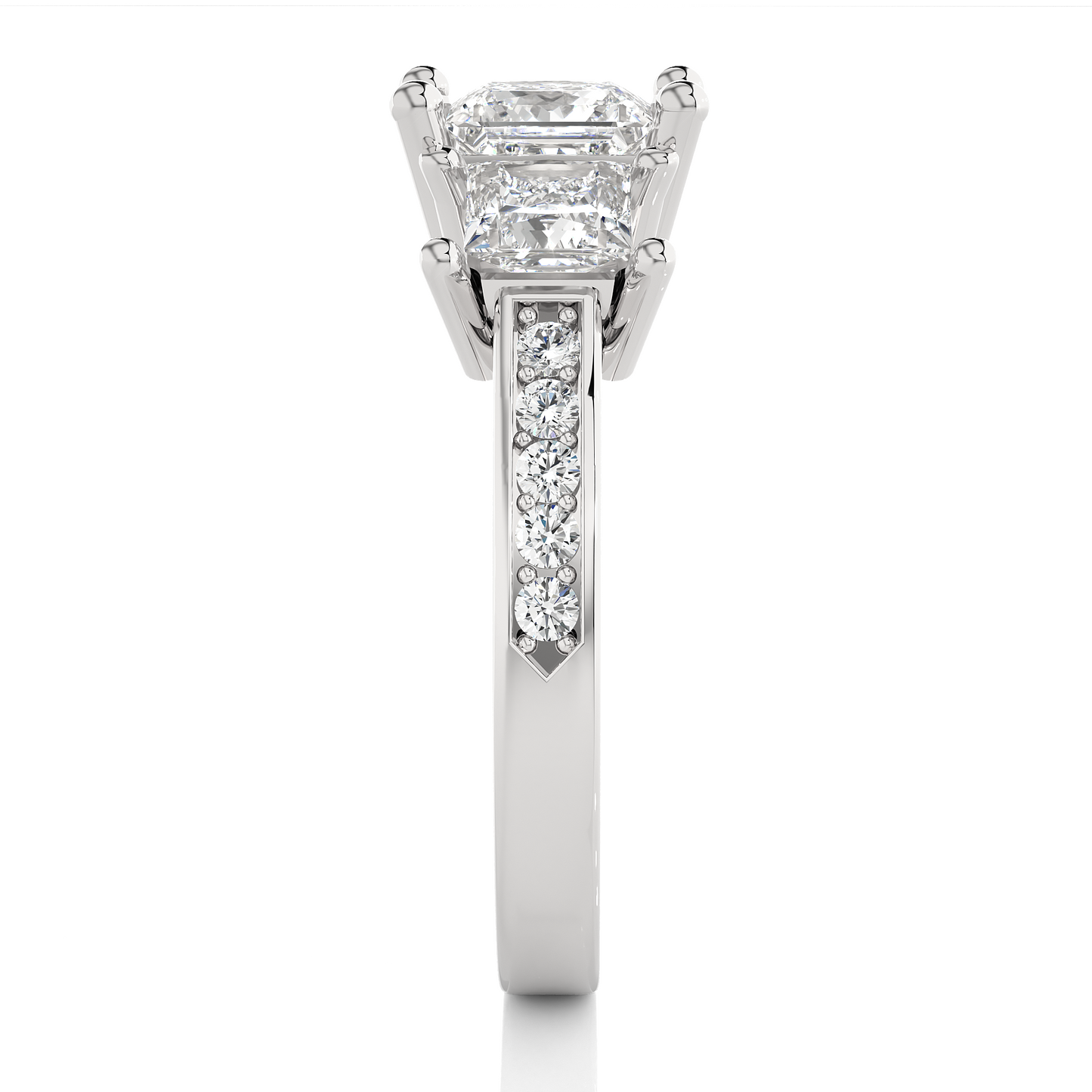 Three Stone Ring With Sides