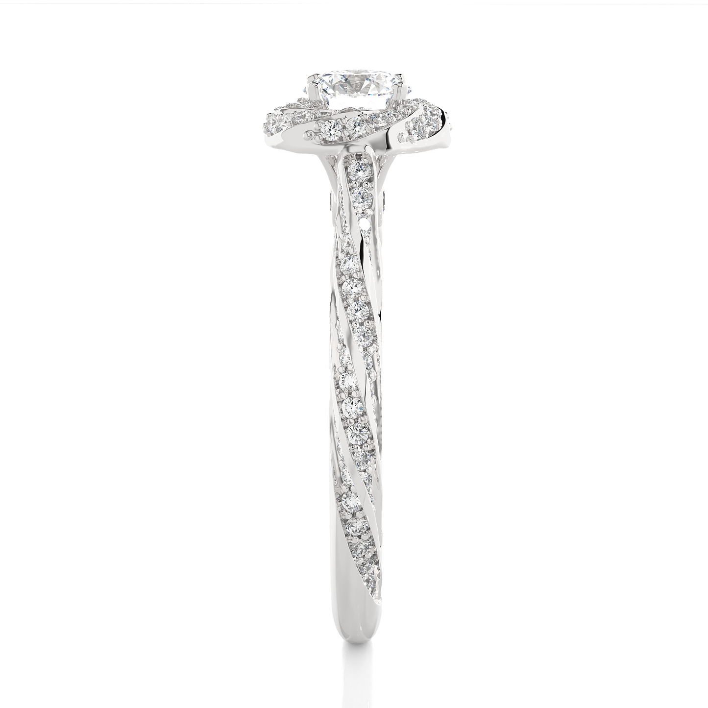 Swirling Solitare Ring