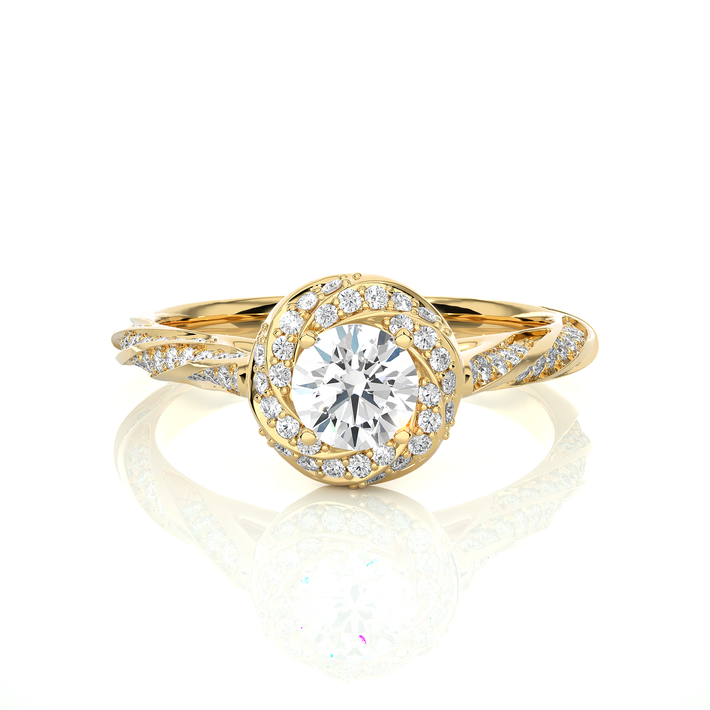 Swirling Solitare Ring
