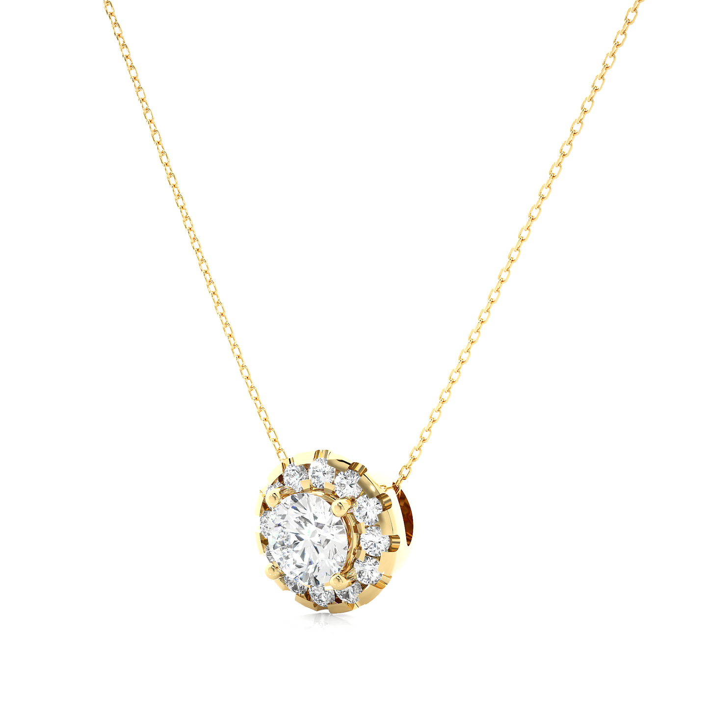 Classic Halo Pendant With Chain