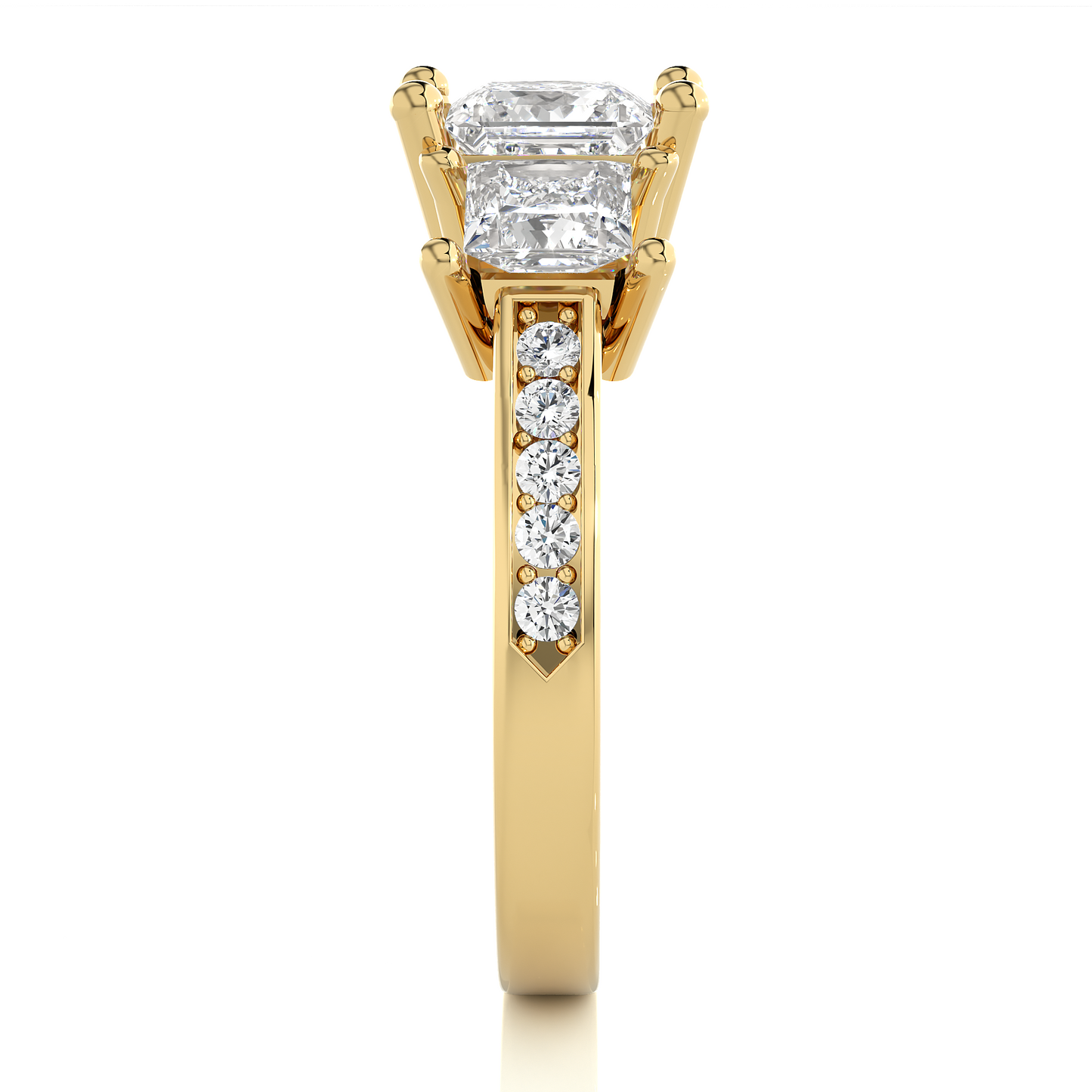 Three Stone Ring With Sides