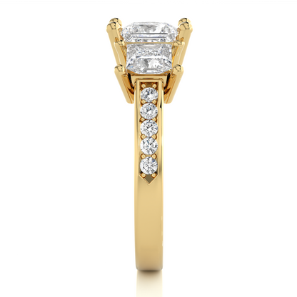 Three Stone Ring With Sides