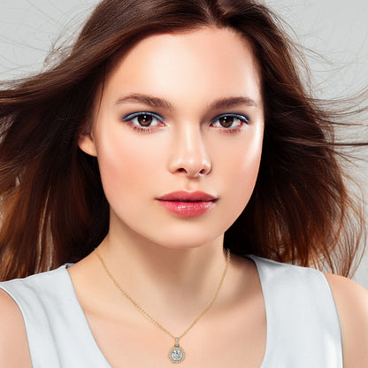 Lunessa Round Pendant With Halo With Chain