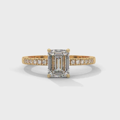 Serene Emerald Cut Side Stones Ring