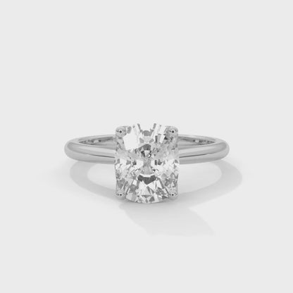 Dazzling Elongated Cushion Solitaire Ring With Hidden Diamonds