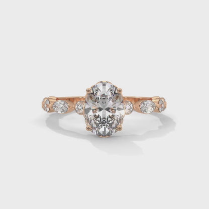 Opulent Oval Side Stone Ring