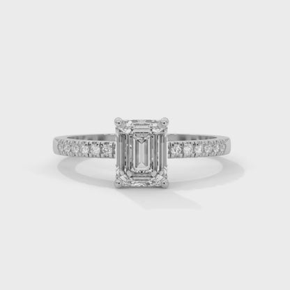 Serene Emerald Cut Side Stones Ring
