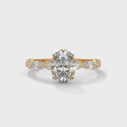 Opulent Oval Side Stone Ring