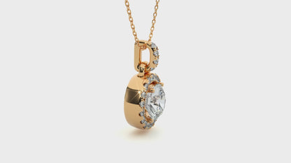 Lunessa Round Pendant With Halo With Chain